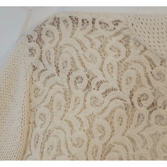 Chico's 0 Sz S Longline Lace Back Long Duster Sweater Cardigan Jacket Lattice - Picture 7 of 13